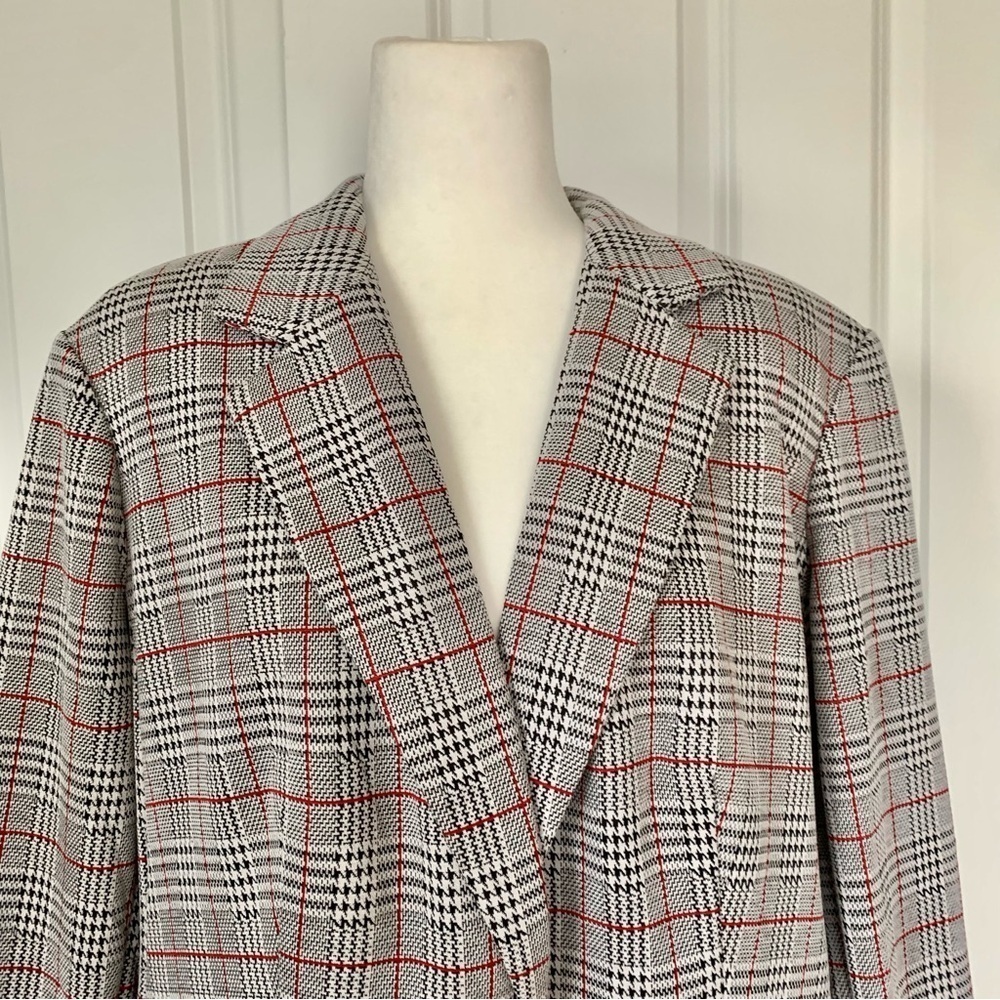 Calvin Klein 2X Plaid Single Button Blazer Preppy Career Old Money Houndstooth - Picture 3 of 16
